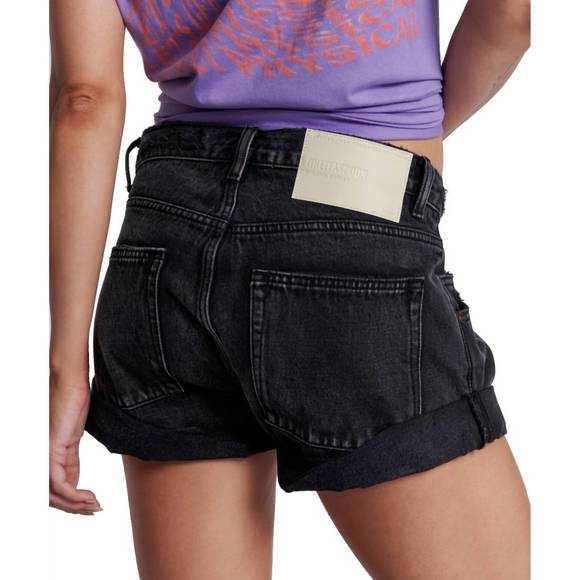 NEW ONE TEASPOON smiths low waist denim shorts in faded black - Picture 2 of 4